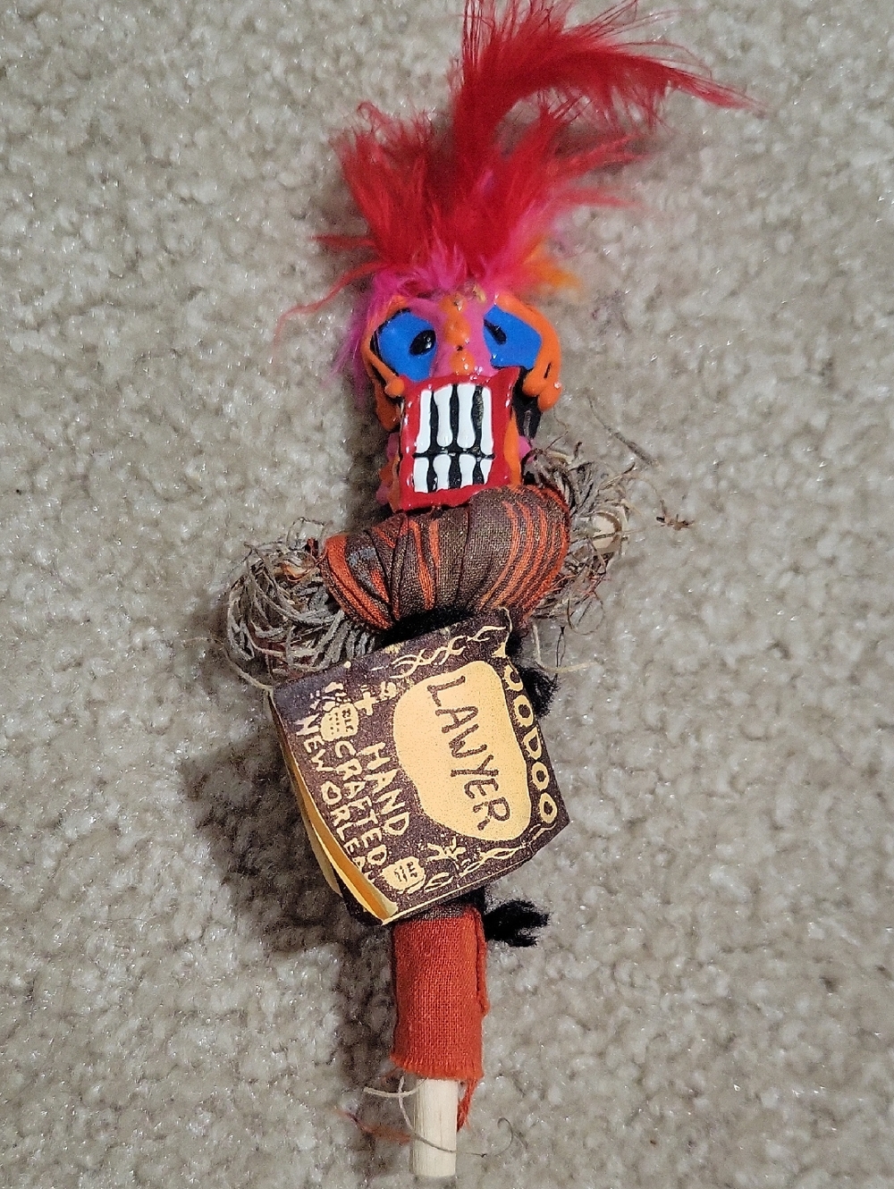 Lawyer Voodoo Doll with Pink Feathered Hair, New Orleans